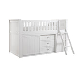 Galen White Low Loft Bunk With Bookcase And 2 Dressers - Ornate Home