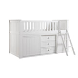 Galen White Low Loft Bunk With Bookcase And 2 Dressers - Ornate Home