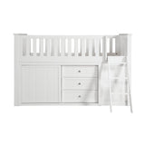 Galen White Low Loft Bunk With Bookcase And 2 Dressers - Ornate Home
