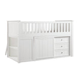 Galen White Low Loft Bunk With Bookcase And 2 Dressers - Ornate Home