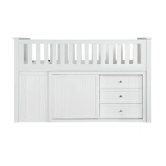 Galen White Low Loft Bunk With Bookcase And 2 Dressers - Ornate Home