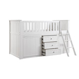 Galen White Low Loft Bunk With Bookcase And 2 Dressers - Ornate Home