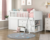 Galen White Low Loft Bunk With Bookcase And 2 Dressers - Ornate Home