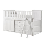 Galen White Low Loft Bunk with Bookcase & 2 Dressers - Ornate Home