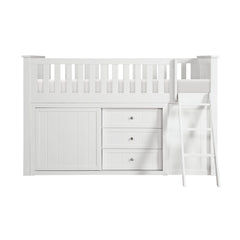 Galen White Low Loft Bunk with Bookcase & 2 Dressers - Ornate Home