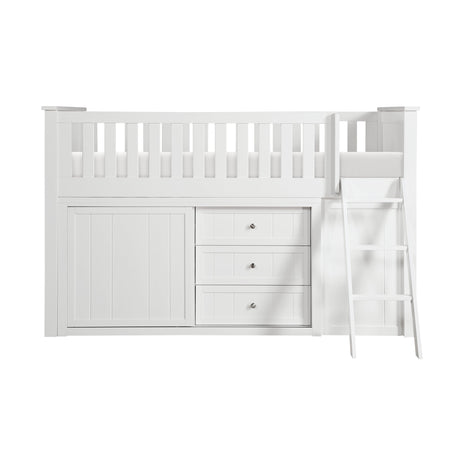 Galen White Low Loft Bunk with Bookcase & 2 Dressers - Ornate Home