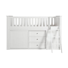 Galen White Low Loft Bunk with Bookcase & 2 Dressers - Ornate Home