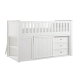 Galen White Low Loft Bunk with Bookcase & 2 Dressers - Ornate Home