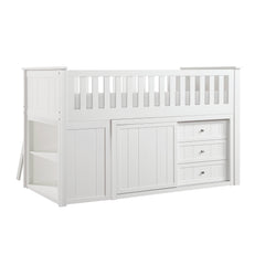 Galen White Low Loft Bunk with Bookcase & 2 Dressers - Ornate Home