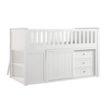 Galen White Low Loft Bunk with Bookcase & 2 Dressers - Ornate Home