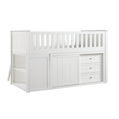 Galen White Low Loft Bunk with Bookcase & 2 Dressers - Ornate Home