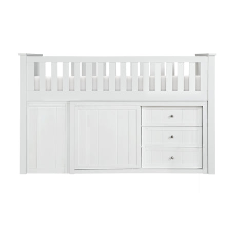 Galen White Low Loft Bunk with Bookcase & 2 Dressers - Ornate Home