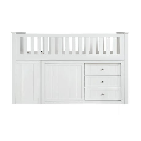 Galen White Low Loft Bunk with Bookcase & 2 Dressers - Ornate Home