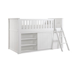 Galen White Low Loft Bunk with Bookcase & 2 Dressers - Ornate Home