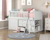 Galen White Low Loft Bunk with Bookcase & 2 Dressers - Ornate Home