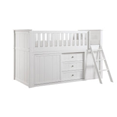 Galen White Low Loft Bunk with Bookcase & 2 Dressers - Ornate Home