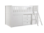 Galen White Low Loft Bunk with Bookcase&Dresser - Ornate Home
