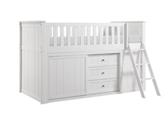Galen White Low Loft Bunk with Bookcase&Dresser - Ornate Home
