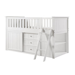 Galen White Low Loft Bunk with Bookcase&Dresser - Ornate Home