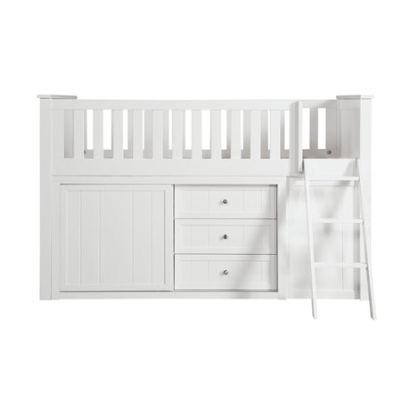 Galen White Low Loft Bunk with Bookcase&Dresser - Ornate Home