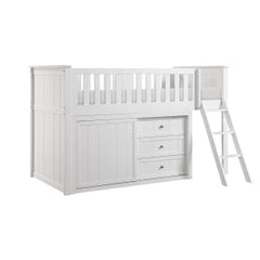 Galen White Low Loft Bunk with Bookcase&Dresser - Ornate Home