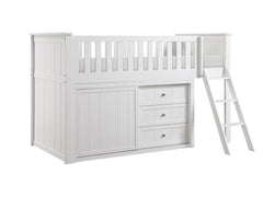 Galen White Low Loft Bunk with Dresser - Ornate Home