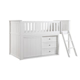 Galen White Low Loft Bunk with Dresser - Ornate Home