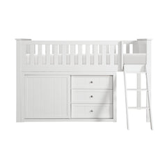 Galen White Low Loft Bunk with Dresser - Ornate Home