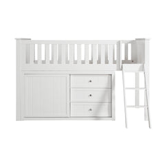 Galen White Low Loft Bunk with Dresser - Ornate Home