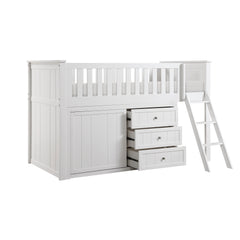 Galen White Low Loft Bunk with Dresser - Ornate Home