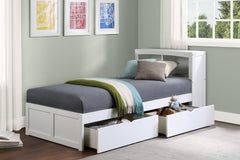 Galen White Twin Bookcase Bed With Storage Boxes - Ornate Home