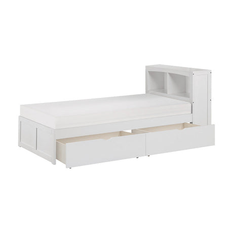 Galen White Twin Bookcase Bed With Storage Boxes - Ornate Home