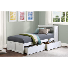 Galen White Twin Bookcase Bed With Storage Boxes - Ornate Home