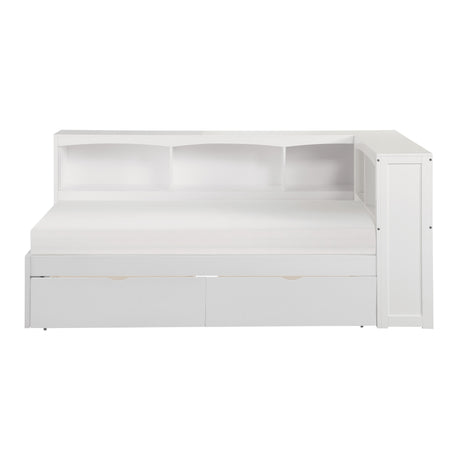 Galen White Twin Bookcase Corner Bed - Ornate Home