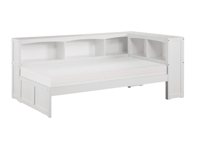 Galen White Twin Bookcase Corner Bed - Ornate Home