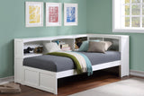 Galen White Twin Bookcase Corner Bed - Ornate Home