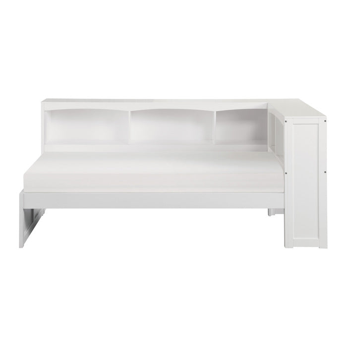 Galen White Twin Bookcase Corner Bed - Ornate Home