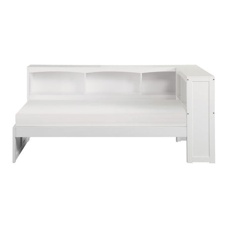 Galen White Twin Bookcase Corner Bed - Ornate Home