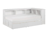 Galen White Twin Bookcase Corner Bed With Storage Boxes - Ornate Home