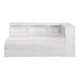 Galen White Twin Bookcase Corner Bed With Storage Boxes - Ornate Home