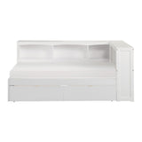 Galen White Twin Bookcase Corner Bed With Storage Boxes - Ornate Home