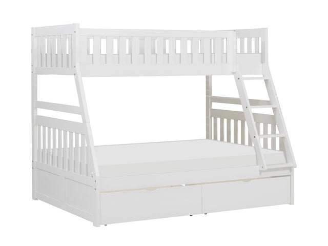 Galen White Twin/Full Bunk Bed With Storage Boxes - Ornate Home