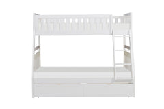 Galen White Twin/Full Bunk Bed With Storage Boxes - Ornate Home