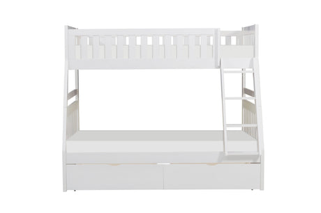 Galen White Twin/Full Bunk Bed With Storage Boxes - Ornate Home