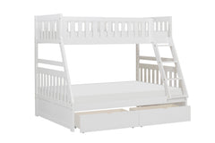 Galen White Twin/Full Bunk Bed With Storage Boxes - Ornate Home