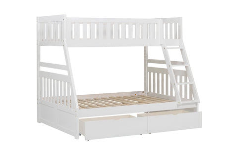 Galen White Twin/Full Bunk Bed With Storage Boxes - Ornate Home