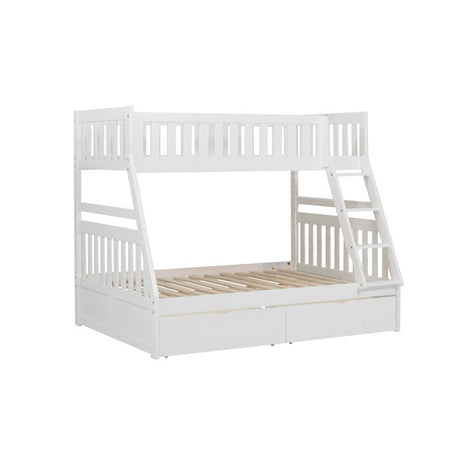 Galen White Twin/Full Bunk Bed With Storage Boxes - Ornate Home