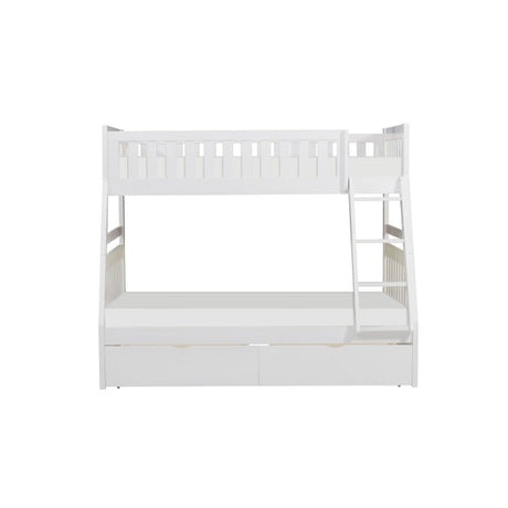 Galen White Twin/Full Bunk Bed With Storage Boxes - Ornate Home
