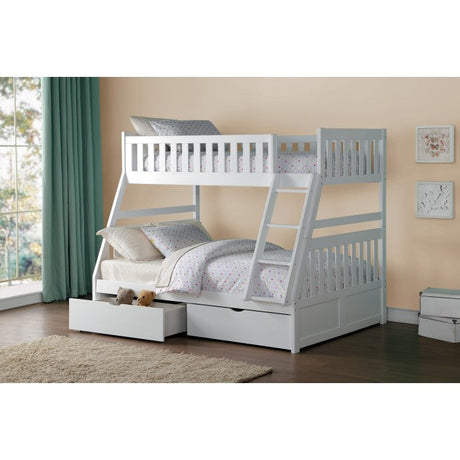 Galen White Twin/Full Bunk Bed With Storage Boxes - Ornate Home