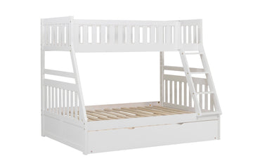 Galen White Twin/Full Bunk Bed with Twin Trundle - Ornate Home
